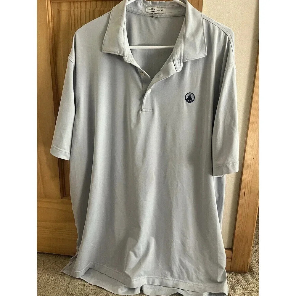 Peter Millar Summer Comfort Men's Golf Performance Polo Shirt Gray Size XL